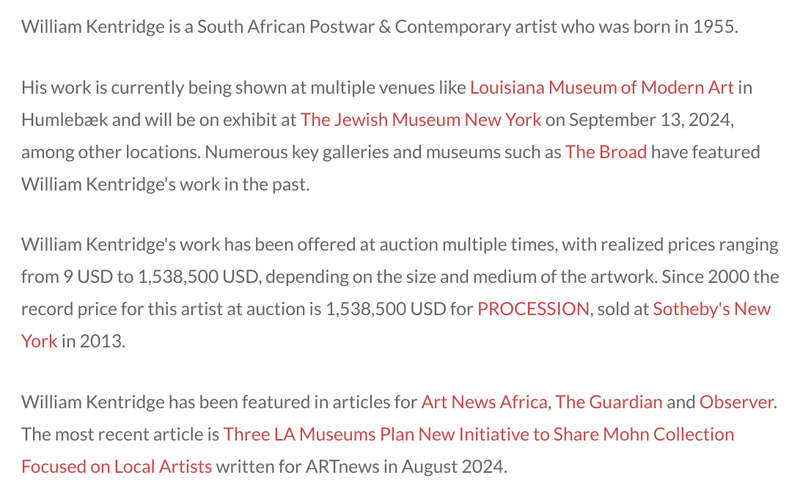 william kentridge Royal Academy Of Arts exhibition poster