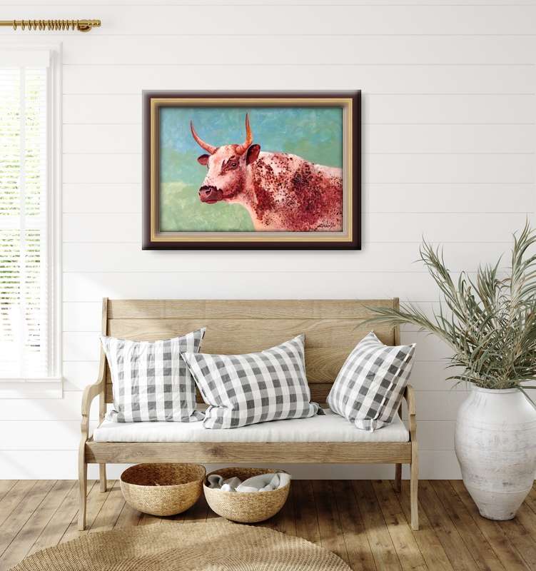 mark enslin oil painting  nguni cow