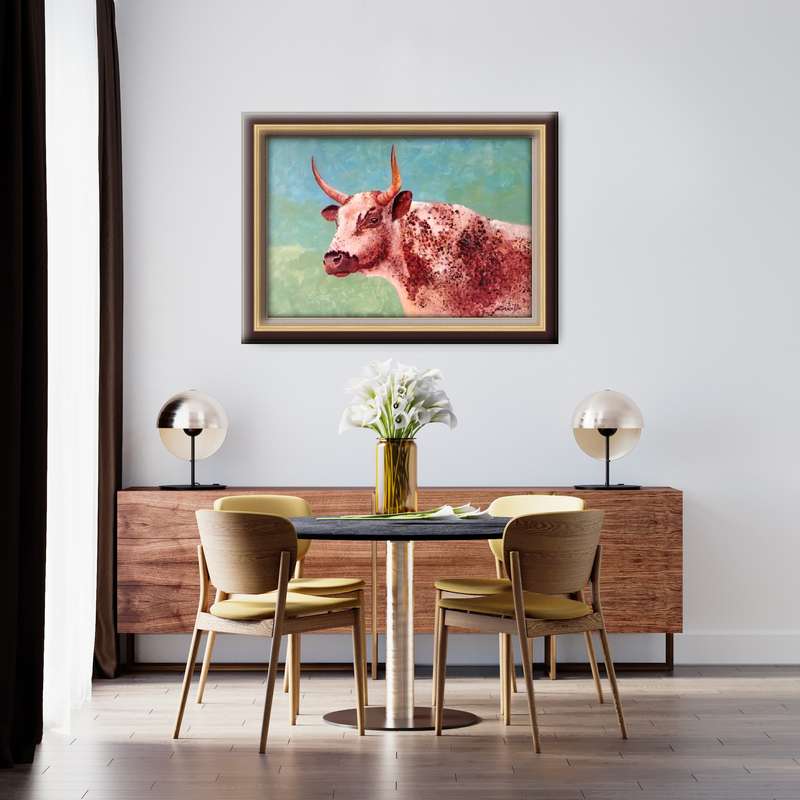mark enslin oil painting  nguni cow