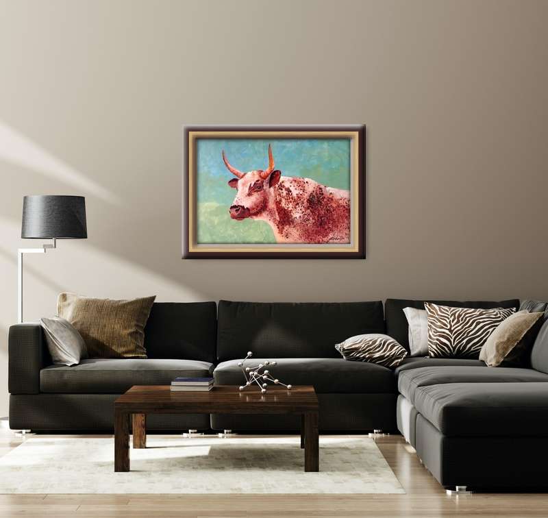 mark enslin oil painting  nguni cow