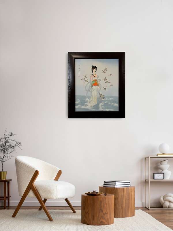 framed Asian Goddess oil painting