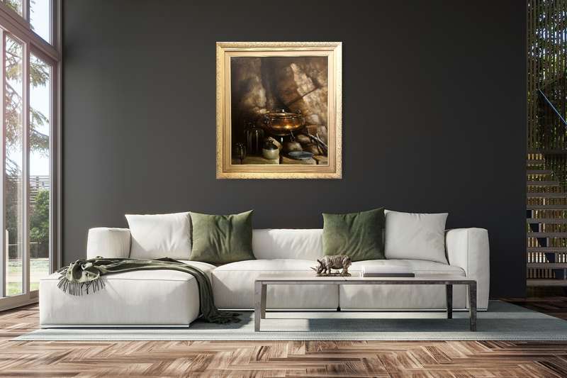 Denzil Herring Large Oil Painting - Still Life With Copper Pot