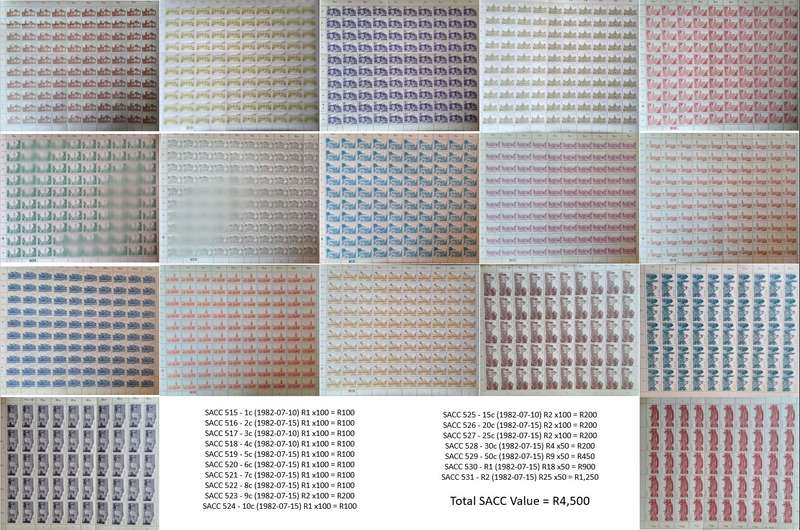 RSA 4th Definitive Issue - Full Collection, in Full Sheets! (1982-07-05) [SACC R4,500]