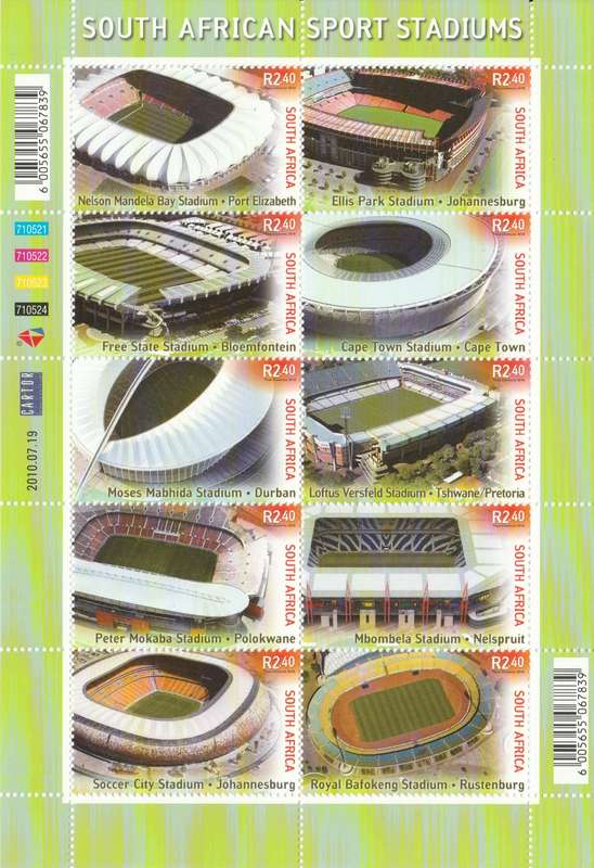 RSA 2010-07-19 SA Sport Stadiums Sheetlet [SACC R220]
