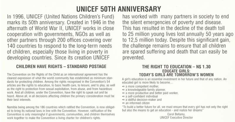 NAM 1996-06-14 50th Anniversary of UNICEF FDC 2.15 [SACC R6]