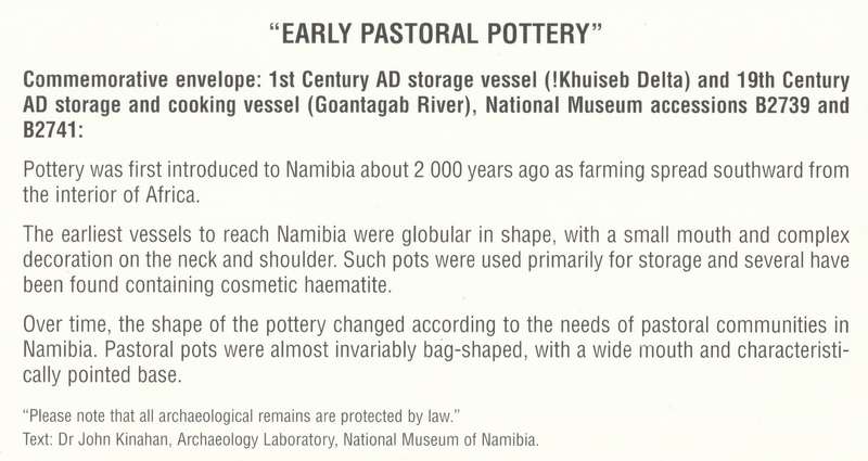 NAM 1996-10-17 Early Pastural Pottery FDC 2.18 [SACC R11]