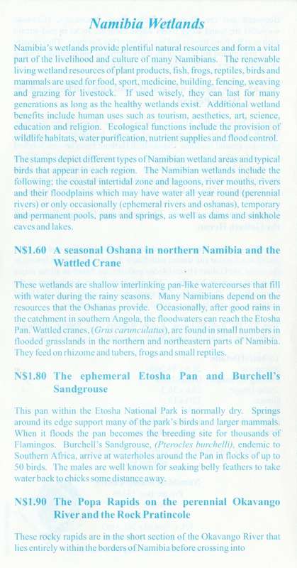 NAM 1999-06-28 Namibian Wetlands FDC 3.14 (6 000) [SACC R75]