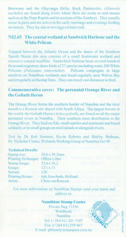 NAM 1999-06-28 Namibian Wetlands FDC 3.14 (6 000) [SACC R75]