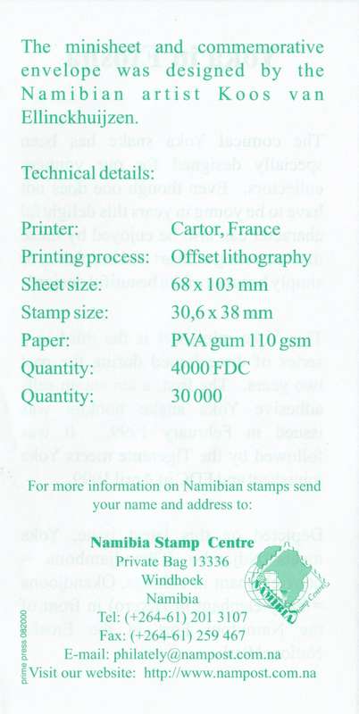 NAM 2000-09-01 Yoka Miniature Sheet FDC 3.28 (4 000) [SACC R75]