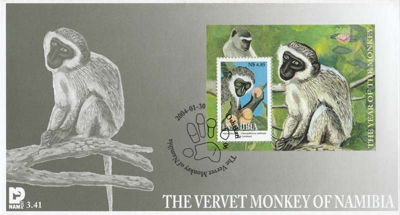 NAM 2004-01-30 The Year of the Monkey Miniature Sheet FDC 3.41 (2 500) [SACC R35]