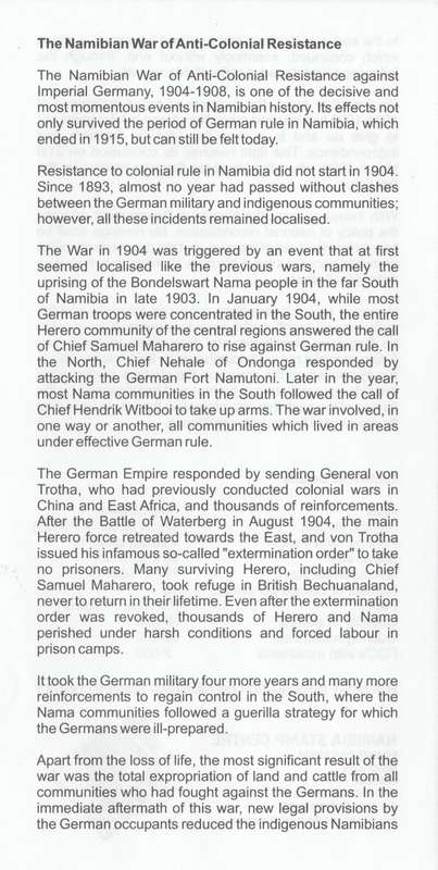 NAM 2004-03-23 Centenary of the War of Anti-Colonial Resistance MS FDC 3.43 (2 500) [SACC R35]