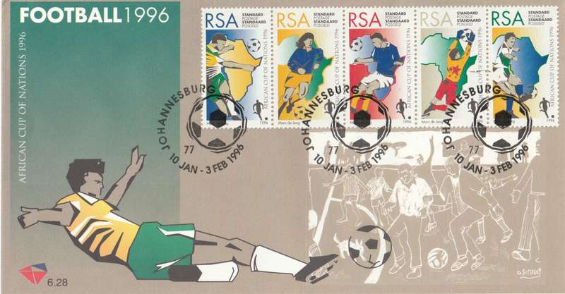RSA 1996-01-10 Soccer African Cup of Nations FDC 6.28 [SACC R35]