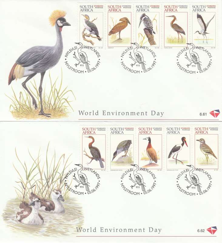 RSA 1997-06-05 World Environmental Day. Waterbirds of SA FDC 6.61 & 6.62 (24 000) [SACC R80]