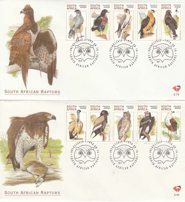RSA 1998-08-16 South African Raptors FDC 6.79 & 6.80 (18 000) [SACC R95]