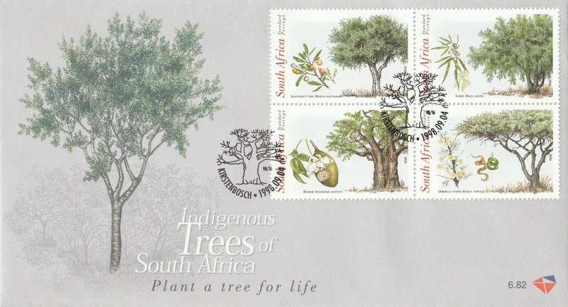 RSA 1998-09-04 Indigenous Trees of South Africa FDC 6.82 (18 000) [SACC R28]