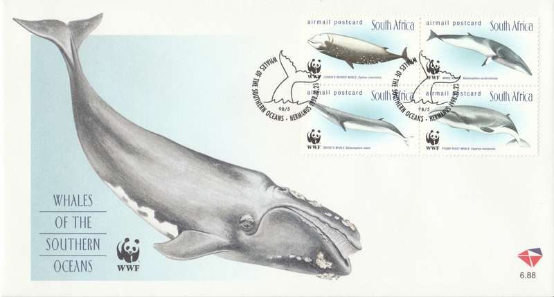 RSA 1998-10-23 Whales of the Southern Oceans. Worldwide Fund For Nature FDC 6.88 (18 000) [SACC R65]