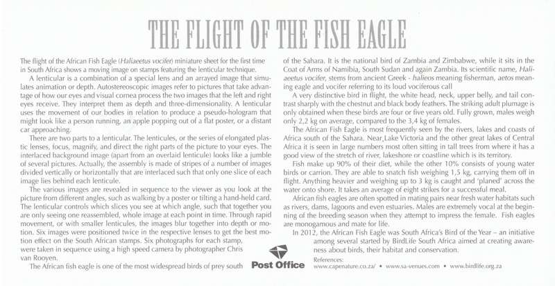 RSA 2013-06-14 Flight of the African Fish Eagle FDC 8.46 (4 000) [SACC R85]