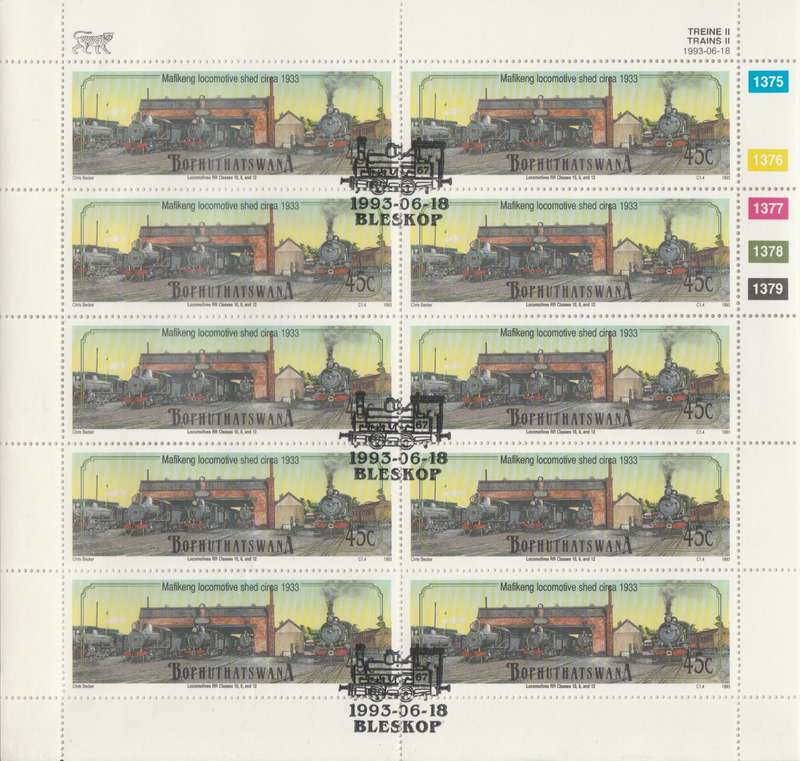 Bophuthatswana SACC 298 x10 (1993-06-18) Trains - 2nd series. RR Classes 10, 8 and 12 [SACC R70] CTO