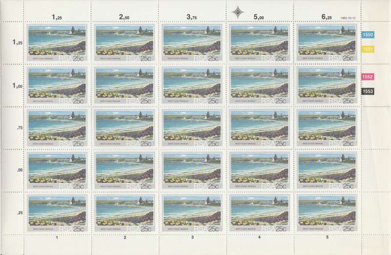 RSA SACC 555 x25 (1983-10-12) Tourism, SA Beaches - Bokbaai [SACC R62.50]