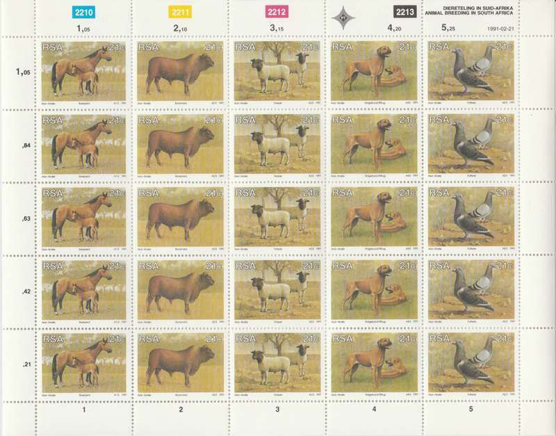 RSA SACC 741-745 x25 (1991-02-21) Animal Breeding in SA [SACC R75]