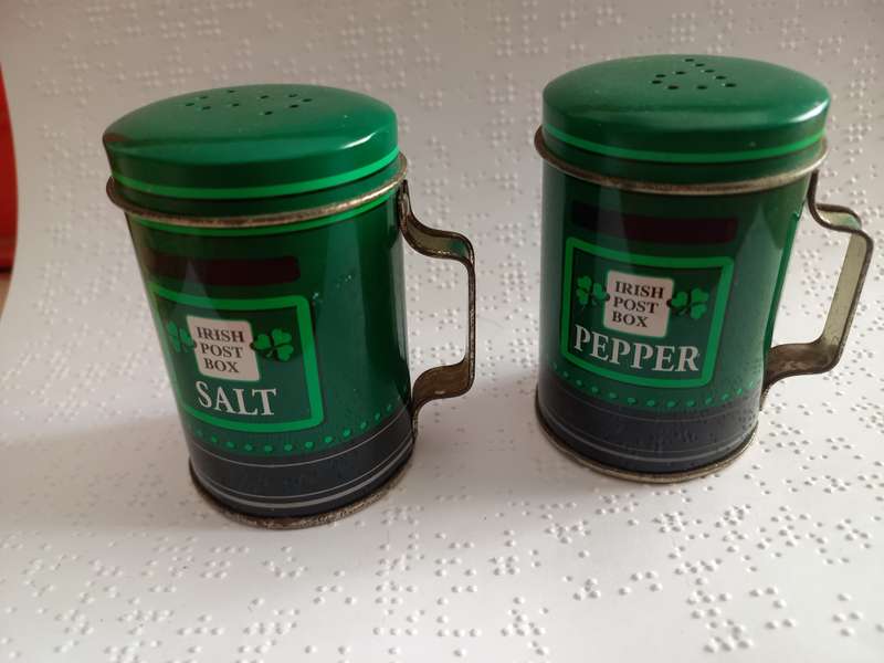 Tin - Irish Salt and Pepper shaker tins