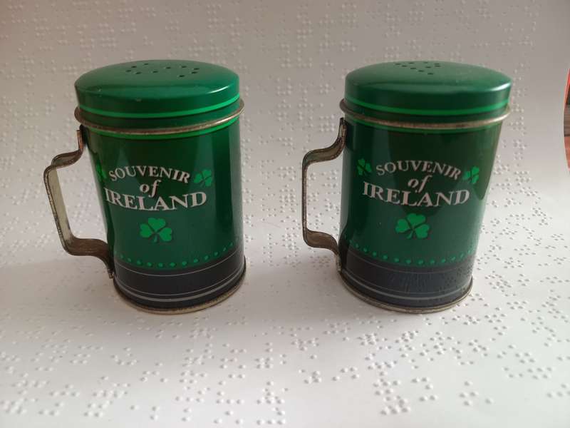 Tin - Irish Salt and Pepper shaker tins