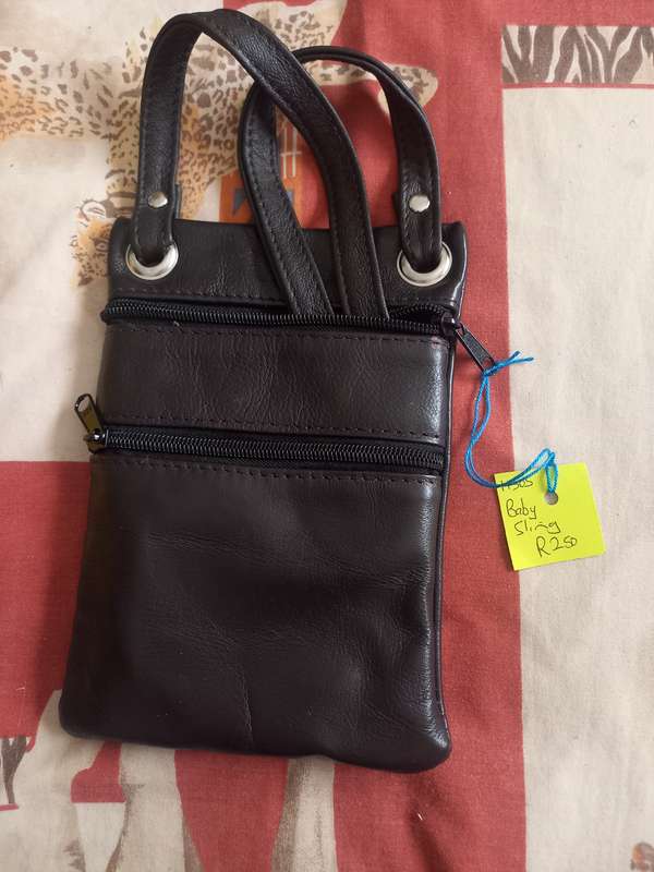 Genuine leather Baby Slingbag with 2 zips