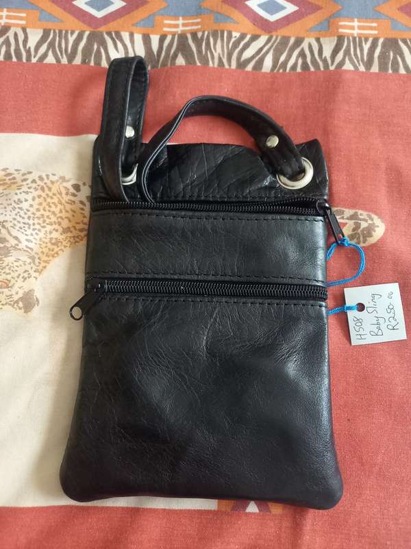 Genuine leather Baby Slingbag with 2 zips