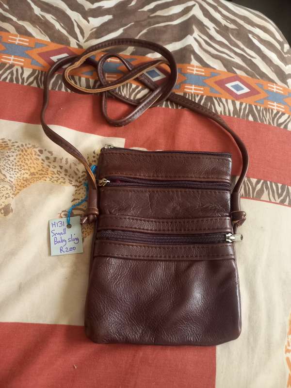 Genuine leather Small Baby Slingbag with 2 zips