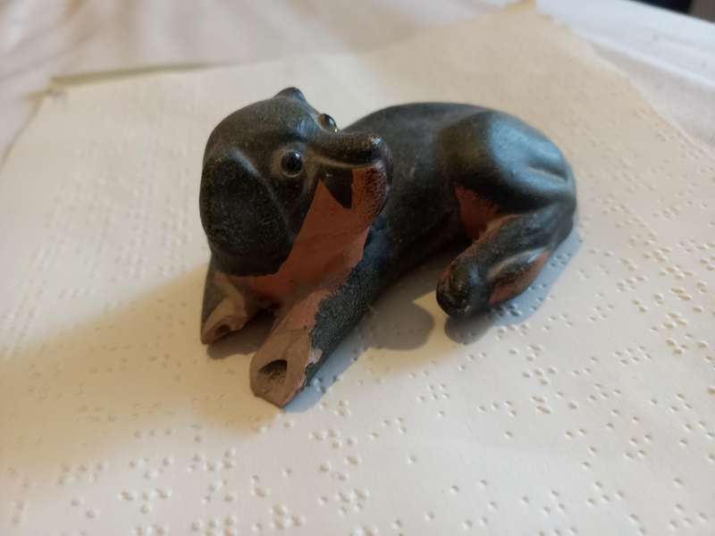 Ornament - dog - broken front paws