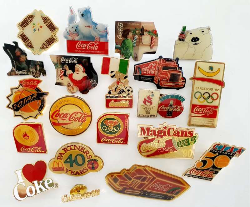20 VINTAGE COLLECTIBLE COKE PINS - BEST LOT - FROM 1990 UP