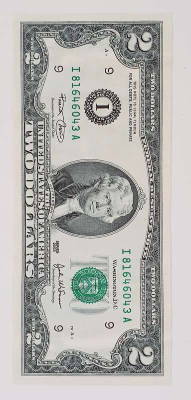 UNCIRCULATED - AUTHENTIC - WORLD RESERVE - 2003 - 2 DOLLAR BILL