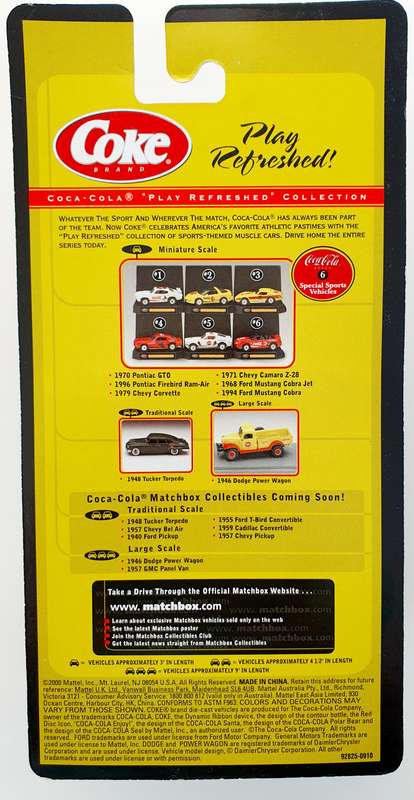 2000 MATCHBOX COLLECTIBLES - COCA-COLA 1968 FORD MUSTANG COBRA JET