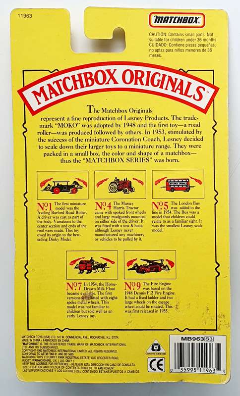 LTD. ED. 1992 MOKO LESNEY MATCHBOX ORIGINALS - "THE LONDON BUS"