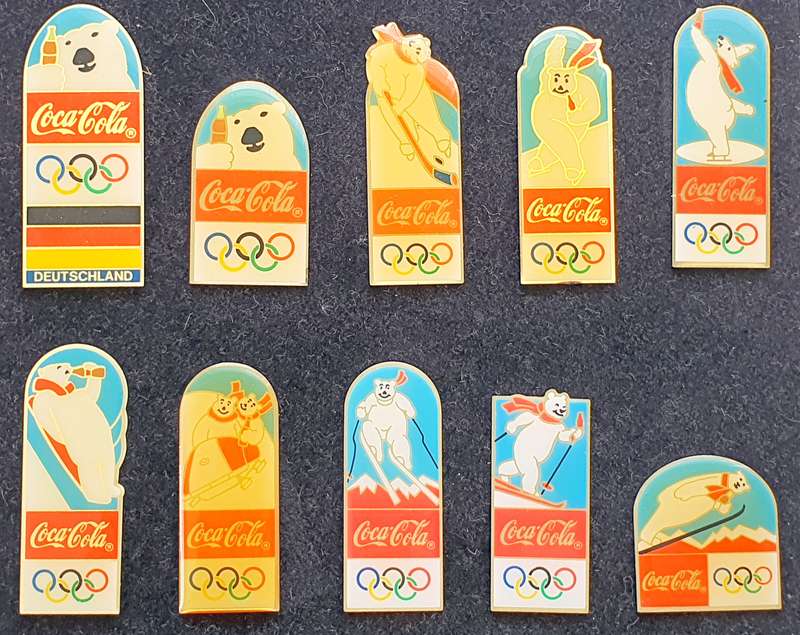 RARE LOT - 1994 GERMANY WINTER OLYMPIC COCA-COLA POLAR BEAR PINSS