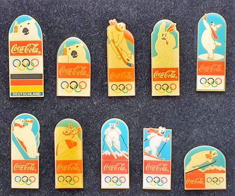 RARE LOT - 1994 GERMANY WINTER OLYMPIC COCA-COLA POLAR BEAR PINSS