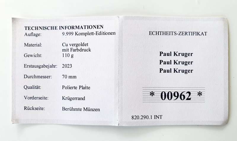 STUNNING 70MM PAUL KRUGER MEDAL - WITH CERTIFICATE IN CAPSULE