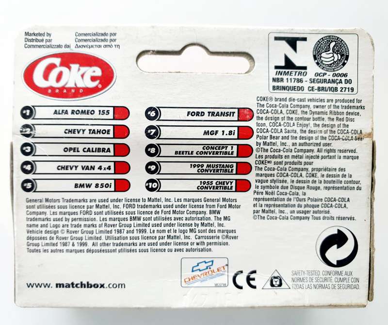 2000 VINTAGE MATCHBOX - COCA COLA - 1955 CHEVY CONVERTIBLE