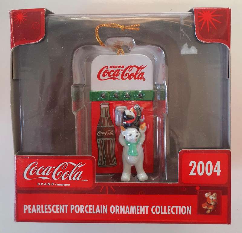 SET OF 6 VINTAGE COCA-COLA PEARLESCENT ORNAMENTS  DATED 2003 TO 2004