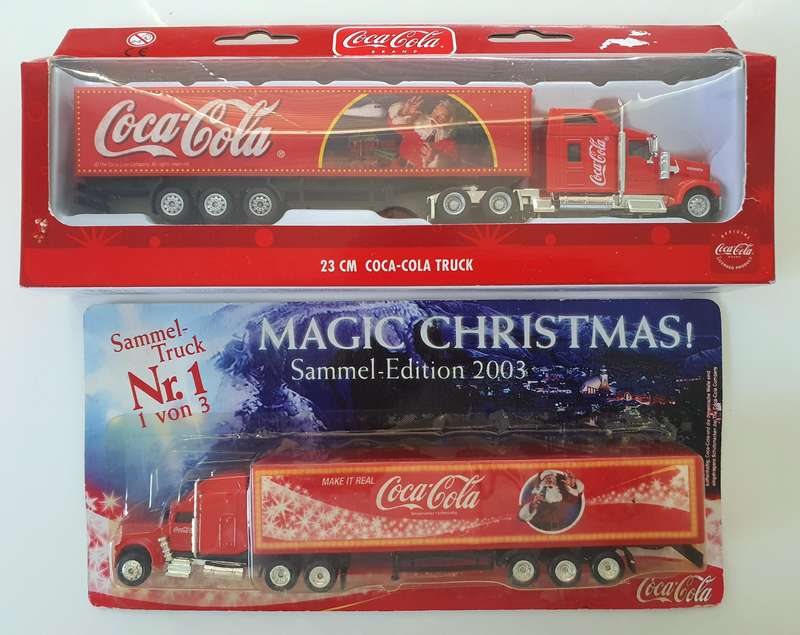 2 HIGHLY COLLECTIBLE CHRISTMAS COCA-COLA COLLECTOR TRUCKS - RARE!!