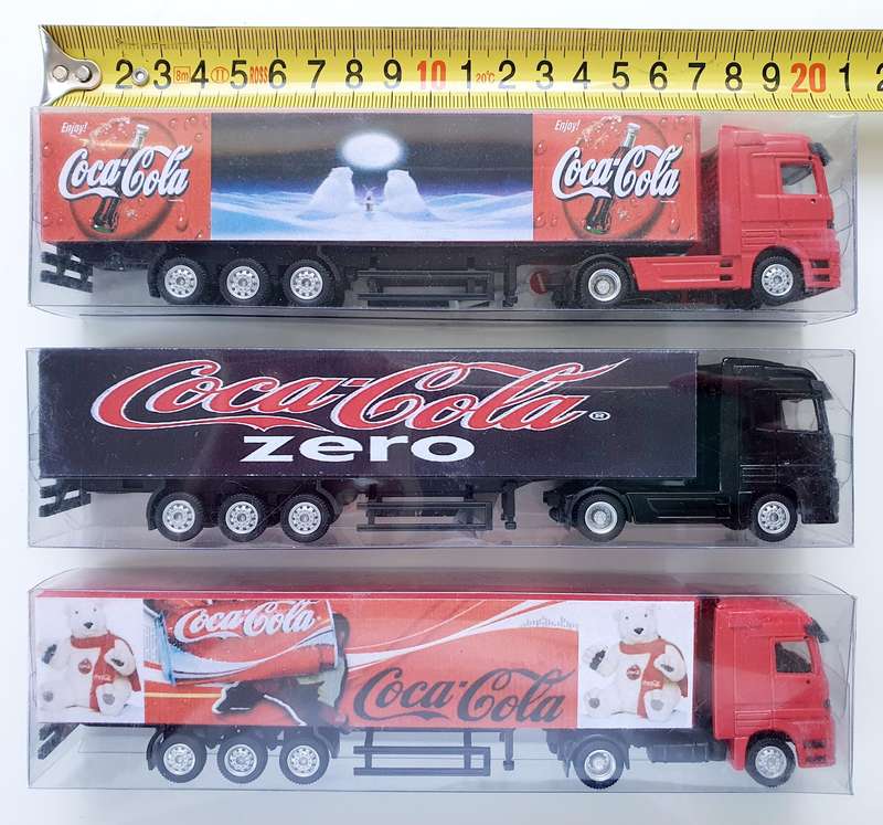 3 HIGHLY COLLECTIBLE COCA-COLA COLLECTOR TRUCKS - SET 3 OF 3 - 20CM