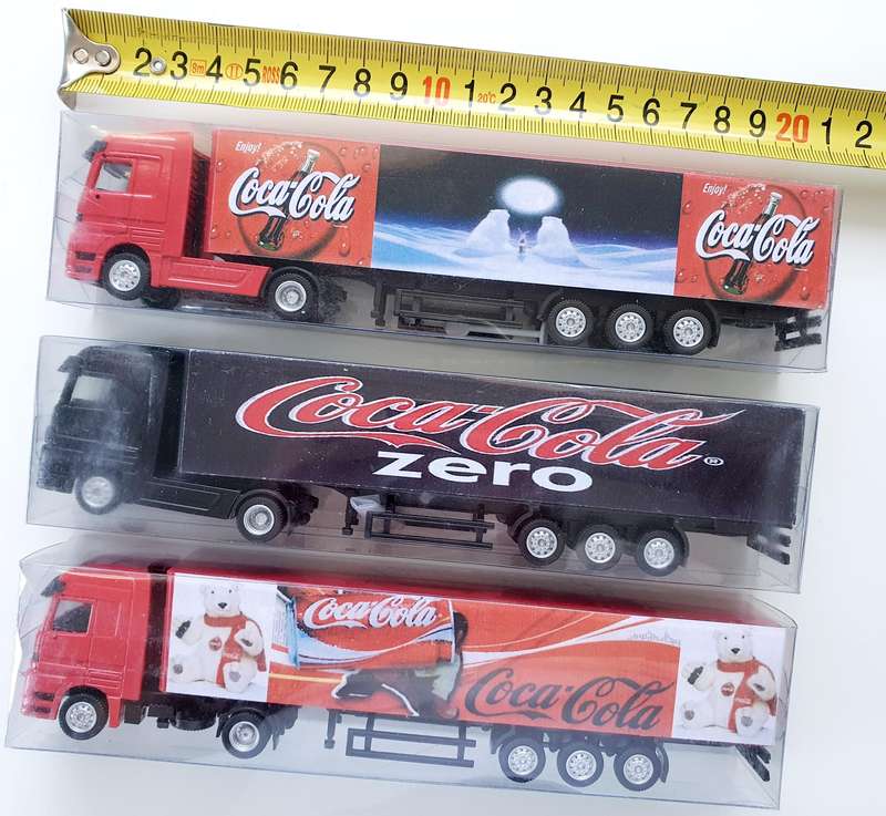 3 HIGHLY COLLECTIBLE COCA-COLA COLLECTOR TRUCKS - SET 3 OF 3 - 20CM