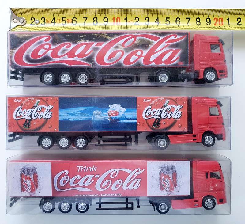 3 HIGHLY COLLECTIBLE COCA-COLA COLLECTOR TRUCKS - SET 2 OF 3 - 20CM