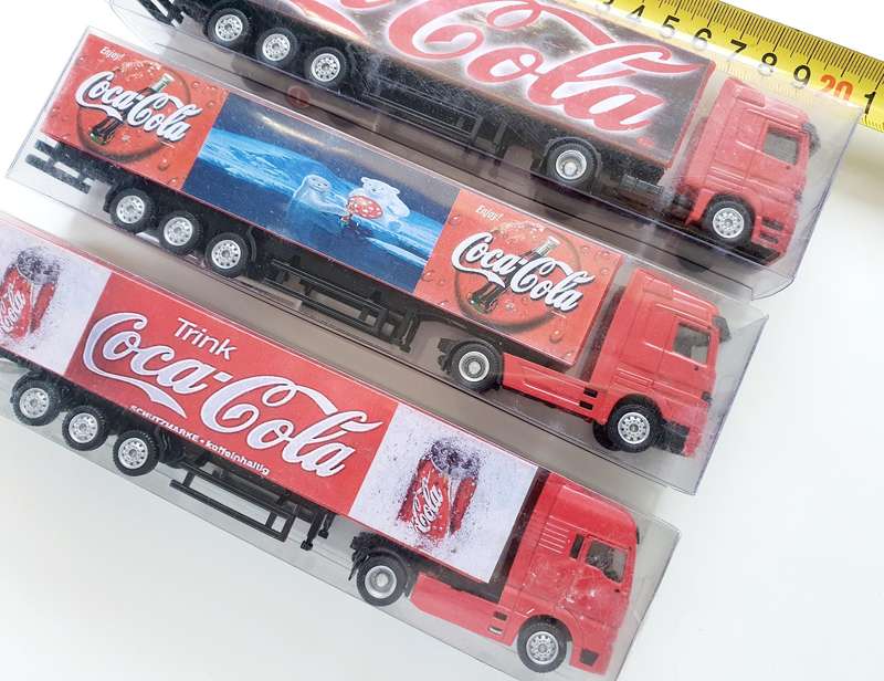 3 HIGHLY COLLECTIBLE COCA-COLA COLLECTOR TRUCKS - SET 2 OF 3 - 20CM