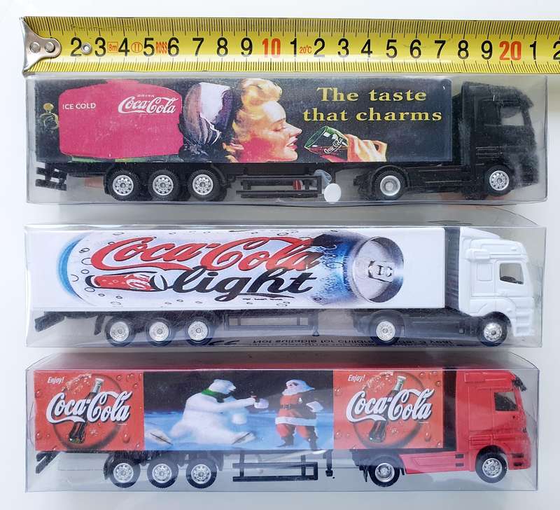 3 HIGHLY COLLECTIBLE COCA-COLA COLLECTOR TRUCKS - SET 1 OF 3 - 20CM