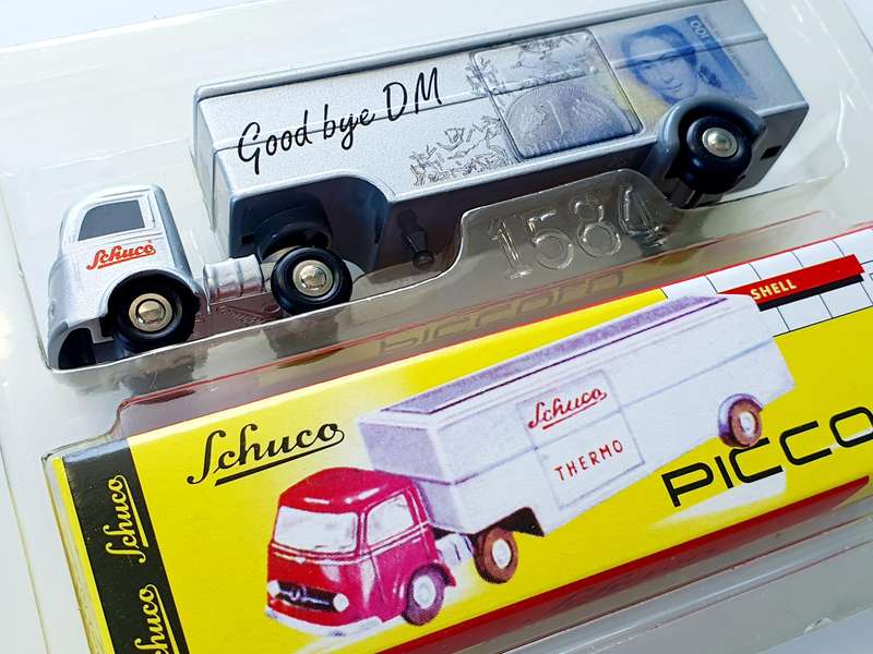 SCHUCO - PICCOLO - "GOOD BYE DM, WELCOME EURO" - LIMITED EDITION - ORIGINAL SHREDDED DEUTSCHE MARK