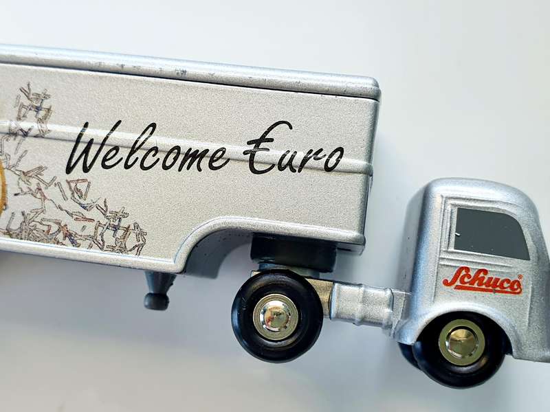 SCHUCO - PICCOLO - "GOOD BYE DM, WELCOME EURO" - LIMITED EDITION - ORIGINAL SHREDDED DEUTSCHE MARK