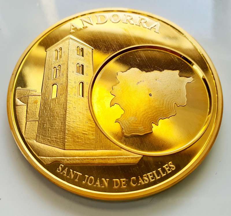 RARE 2003 TOP MEDAL DUETT - 50MM - EUROPEAN CURRENCIES "ANDORRA" - WITH CERTIFICATE AND CAPSULE