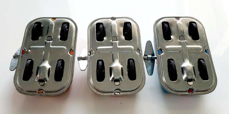 3 x GERMAN TIN TOY WIND UP CARS - TOP CONDITION IN ORIGINAL BOX