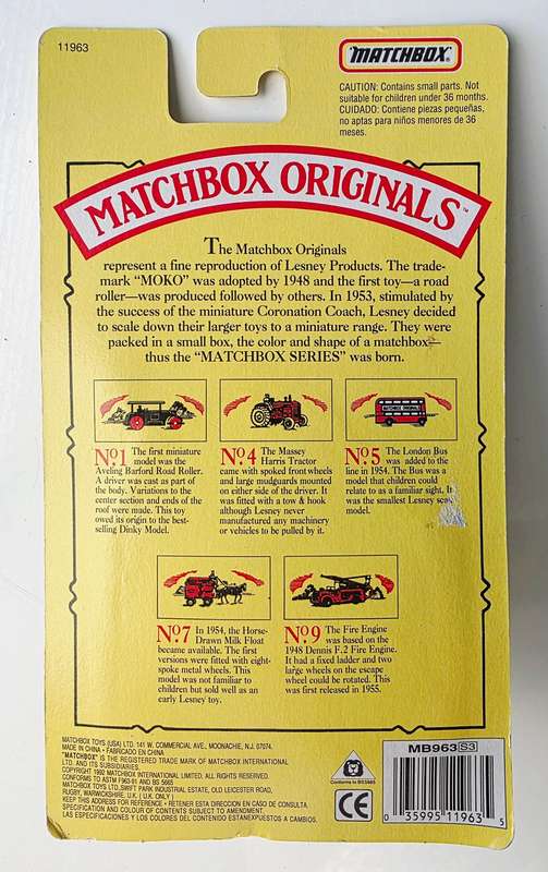 2 x 1992 MATCHBOX ORIGINALS - AUTHENTIC RECREATIONS - LTD. EDITION
